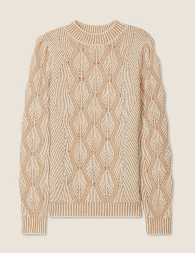 Pull manches longues beige femme