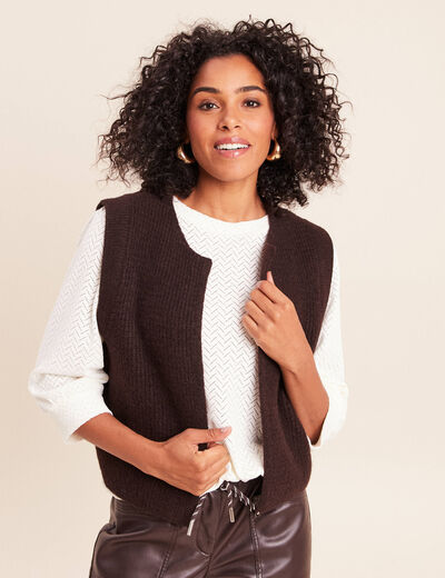Gilet sans manches marron fonc&eacute; femme