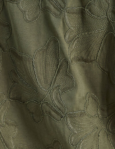 Blouse col rond manches 3/4 bas resserr&eacute; vert kaki femme