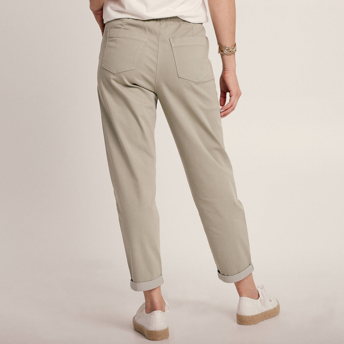 Pantalon coupe mom 7/8&egrave;me vert clair femme