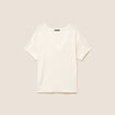 Pull droit col v manches courtes ecru femme