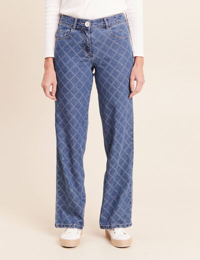 Jean coupe droite jacquard denim stone femme