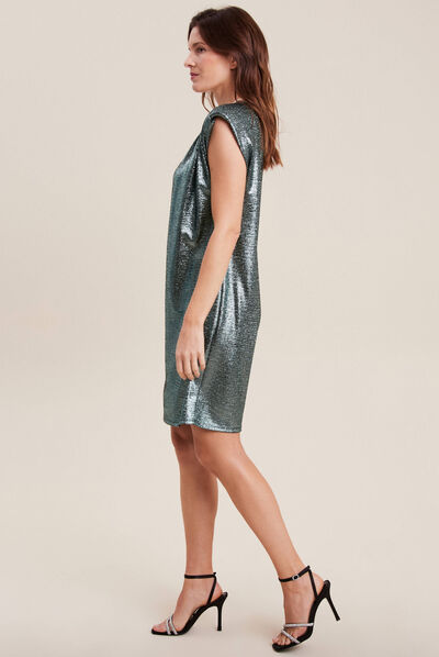 Robe droite paillettes vert pastel femme