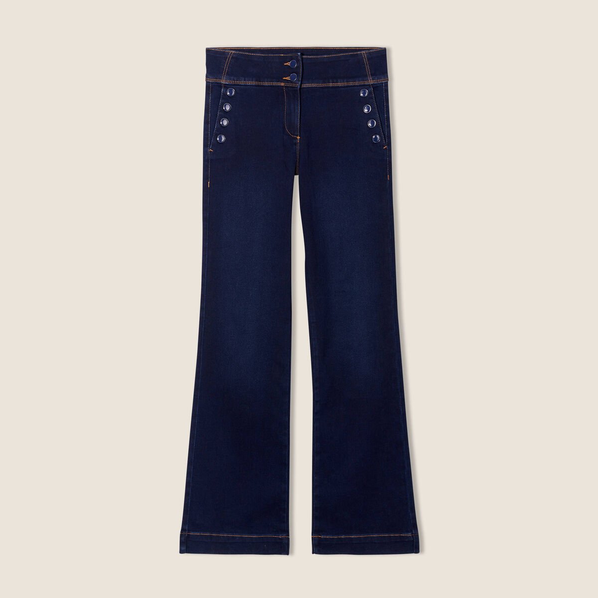Jean bootcut taille haute denim brut femme