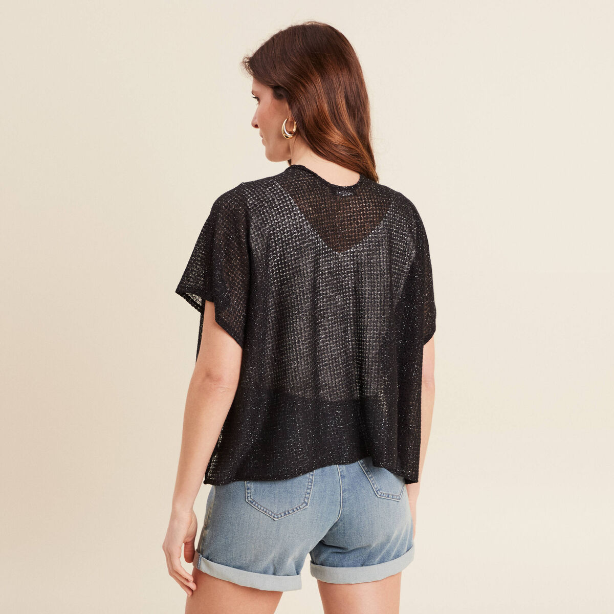 Gilet manches courtes noir femme