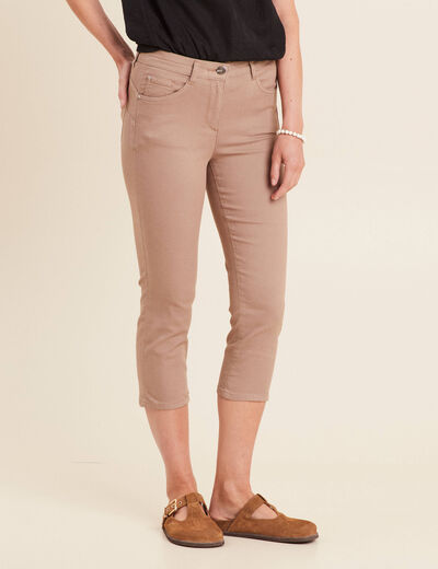 Pantacourt droit taille standard taupe femme