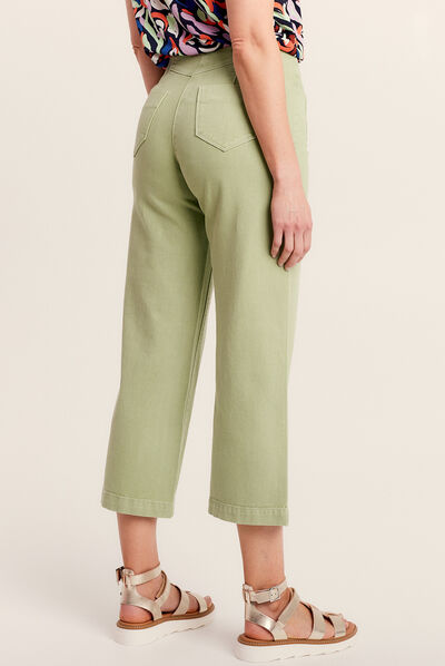 Pantalon large 7/8ème vert olive femme