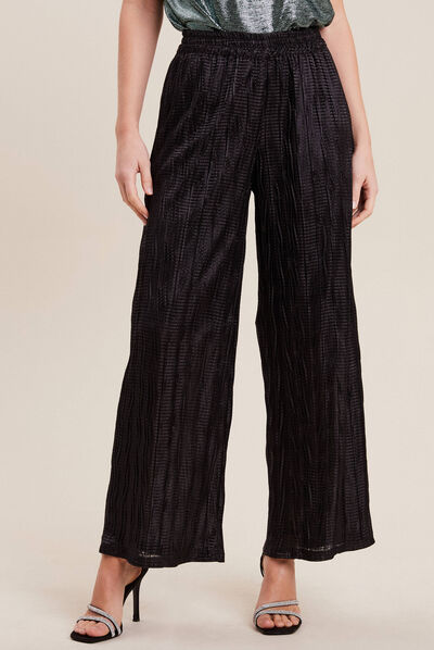 Pantalon large flou noir femme