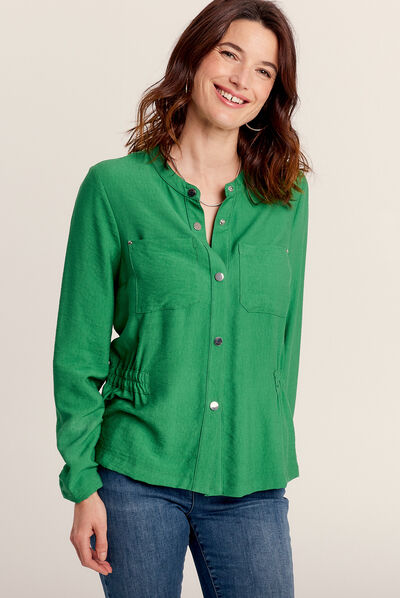 Veste cintrée élastiquée vert menthe femme