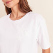 T-shirt col rond manches courtes sequins blanc femme