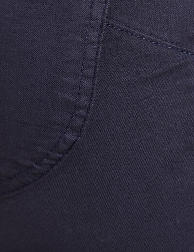 Pantalon léger taille haute long bleu marine femme