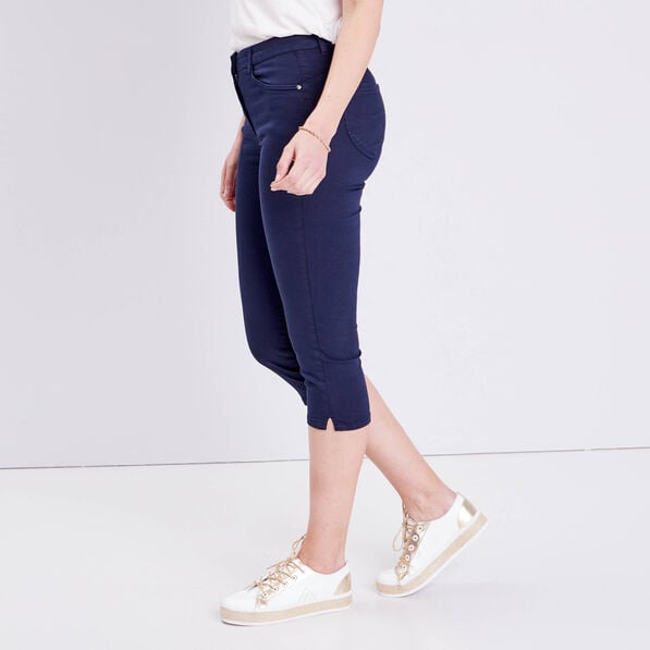 pantacourt droit taille standard bleu marine femme Pantacourt droit taille standard bleu marine femme