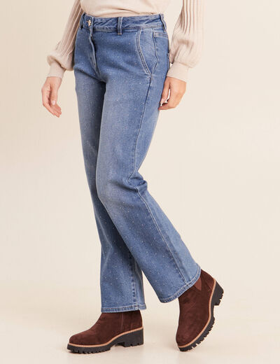 Jean avec strass denim stone femme