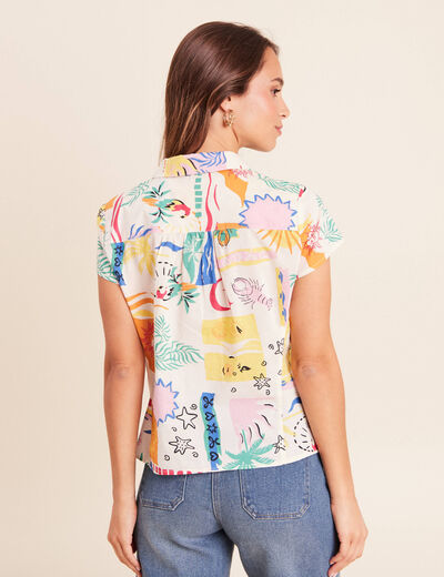 Chemise ajust&eacute;e courte manches courtes multicolore femme