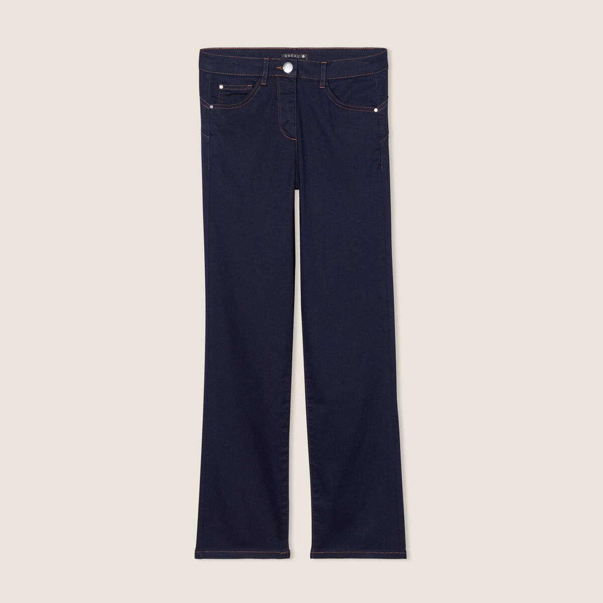 Jean droit taille haute 7/8ème denim brut femme
