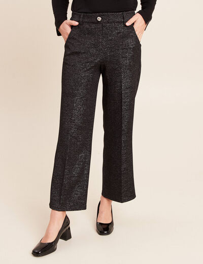 Pantalon large &agrave; paillettes noir femme