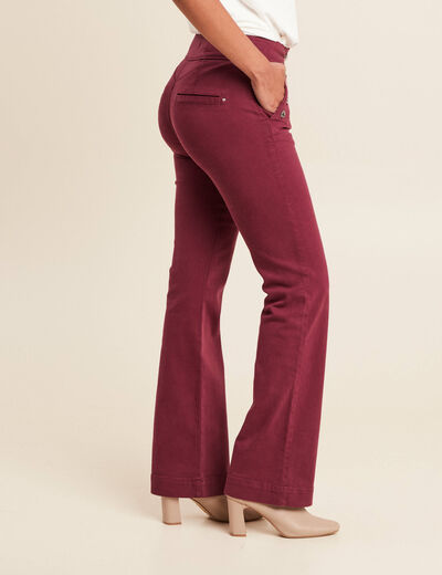Pantalon bootcut à pont bordeaux femme