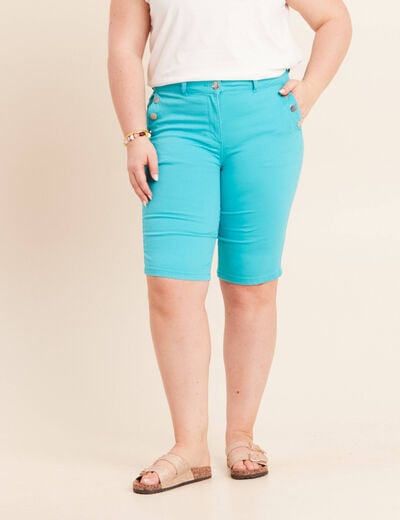 Bermuda ajust&eacute; taille standard vert turquoise femme