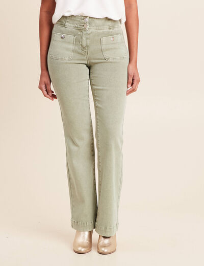 Jean coupe bootcut taille haute vert clair femme