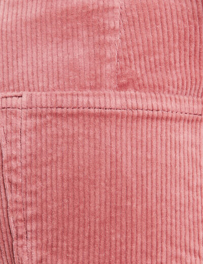 Pantalon large velours c&ocirc;tel&eacute; rose framboise femme