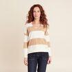 Pull manches longues col en V sable femme