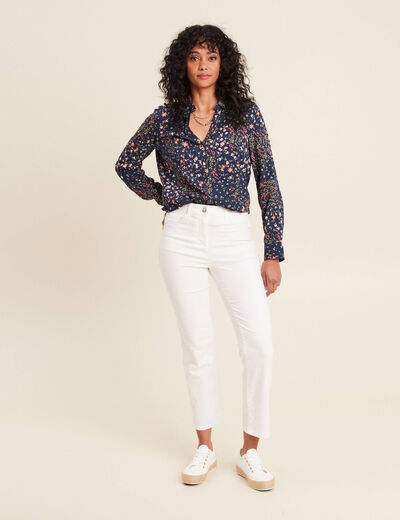 Chemise manches longues bleu marine femme