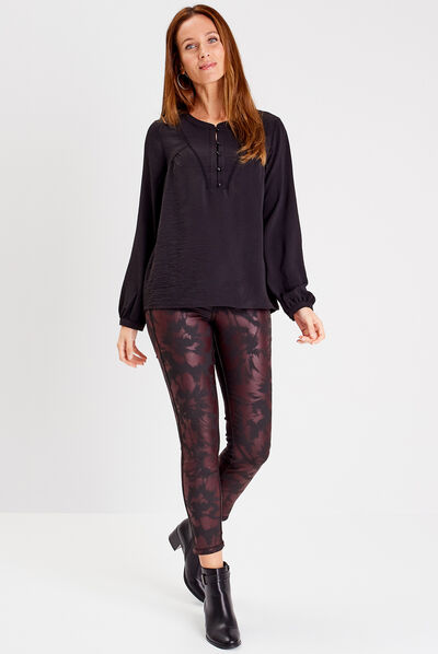 Pantalon ajusté réversible rouge femme