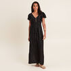 Robe longue droite fluide noir femme