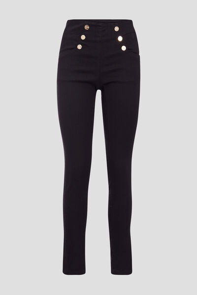 Pantalon ajusté à pont noir femme