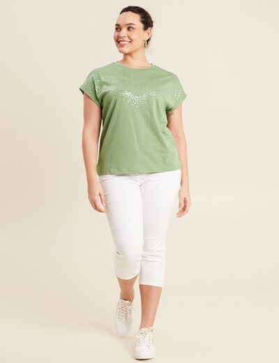 T-shirt manches courtes vert femme