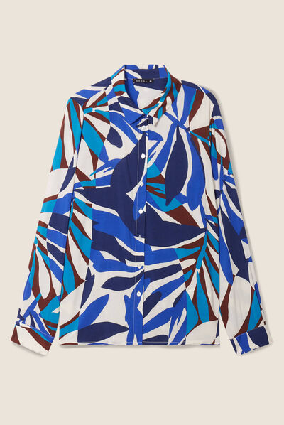 Chemise manches longues bleu femme