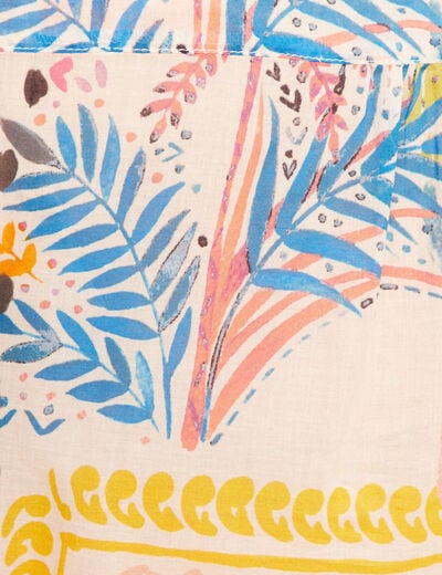 Chemise manches courtes nouée multicolore femme