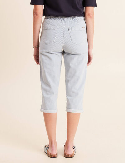 Pantacourt coupe mom bleu femme