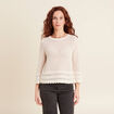 Pull manches 3/4 ajouré ecru femme