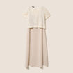 Robe 2 en 1 col rond gris clair femme