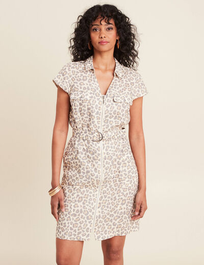 Robe droite zippée blanc femme