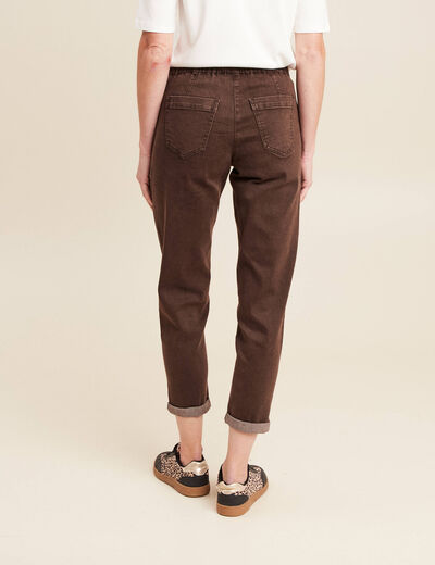 Jean large à coulisse marron foncé femme