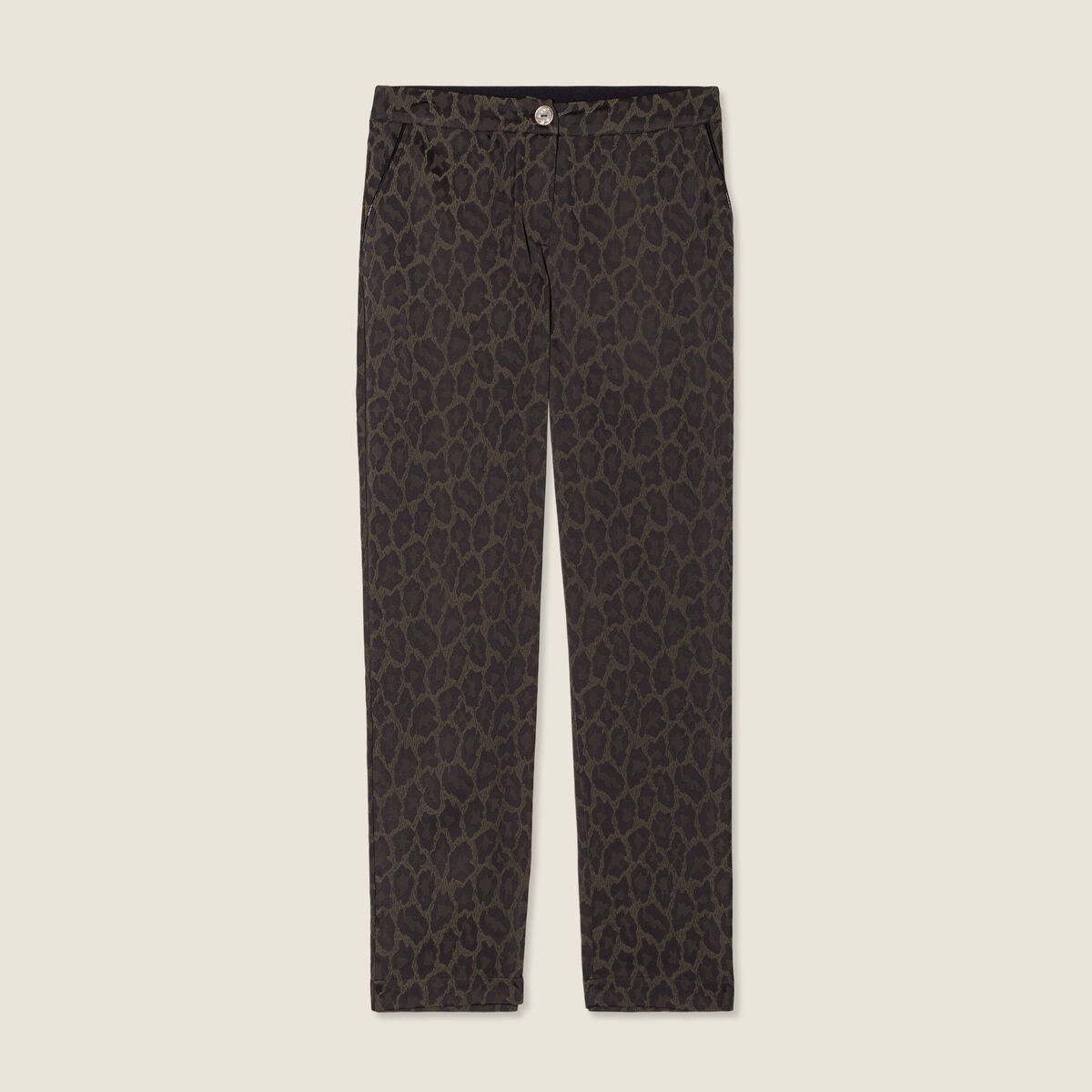 Pantalon flou taille bascul&eacute;e vert kaki femme