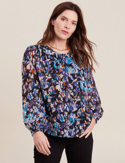 Blouse manches longues bleu femme