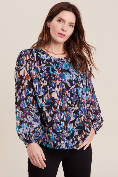 Blouse manches longues bleu femme