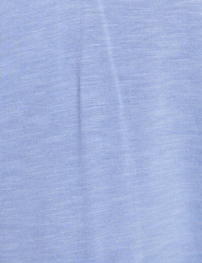 Blouse col tunisien manches courtes bleu ciel femme