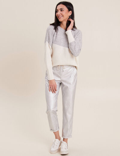 Pull manches longues gris femme