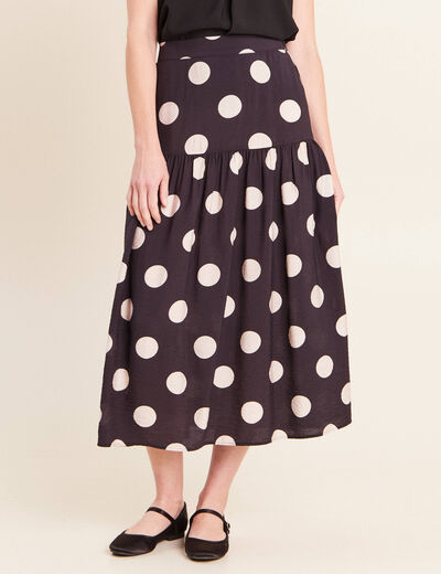 Jupon &agrave; pois noir femme