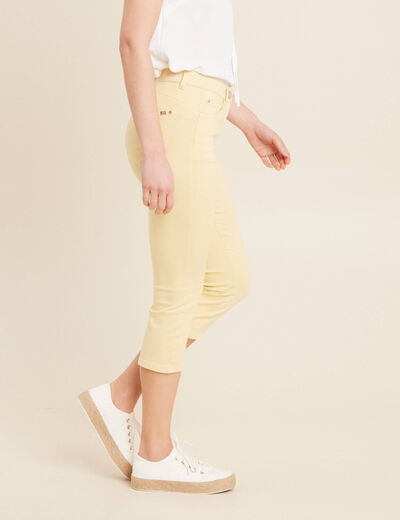 Pantacourt droit taille standard jaune clair femme