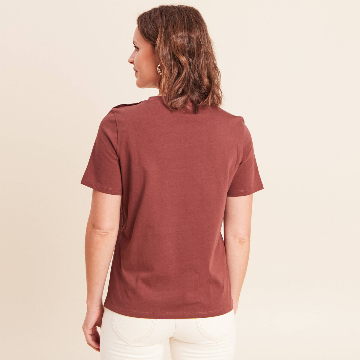 T-shirt manches courtes marron femme