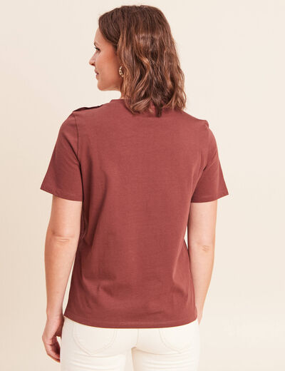 T-shirt manches courtes marron femme