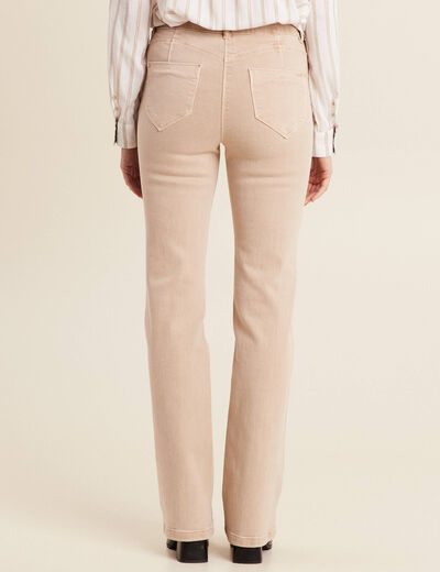 Jean bootcut taille haute denim beige femme