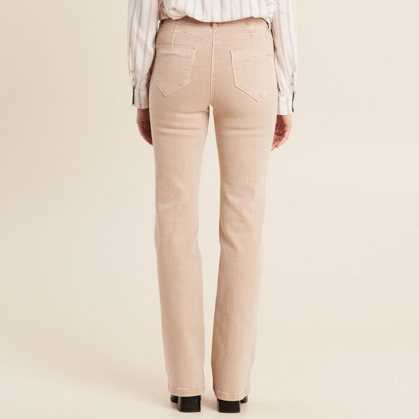 Jean bootcut taille haute denim beige femme