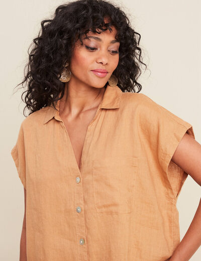 Chemise sans manches beige femme