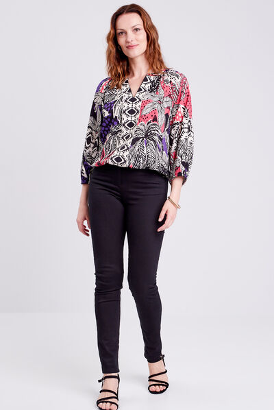 Blouse manches 3/4 rose fushia femme